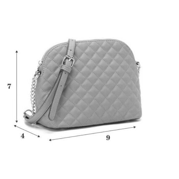 Black Quilted Faux Leather Purse Chain Strap Cross Body Shoulder Bag - Picture 7 of 7